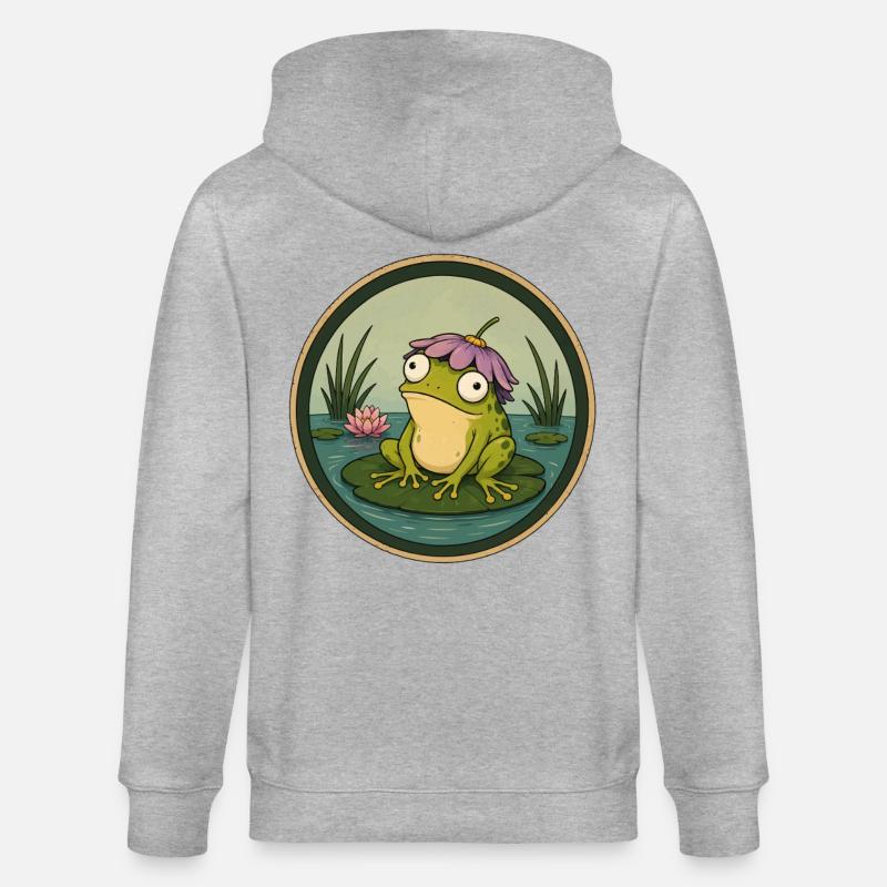 Grenouille de rivière sur nénuphar - Veste à capuche bio CULTIVATOR Stanley/Stella Unisexe - gris chiné