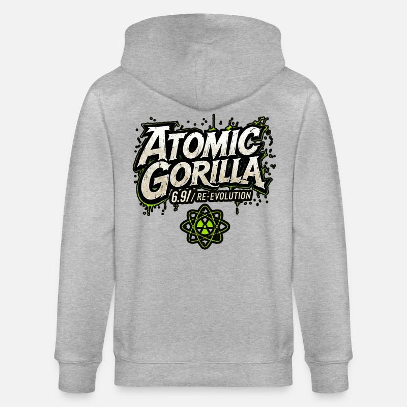 Atomic Gorilla Re-Evolution - Stanley/Stella CULTIVATOR Unisex Organic Hooded Jacket - heather grey