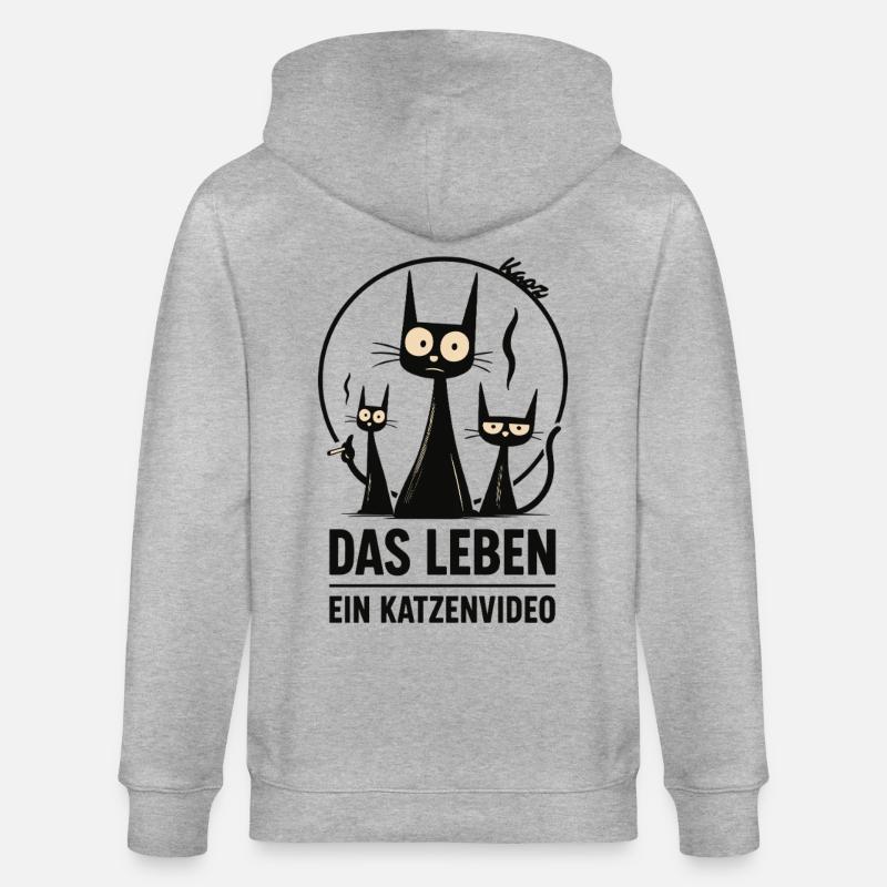 Das Leben: Ein Katzenvideo - Stanley/Stella Unisex Bio-Kapuzenjacke CULTIVATOR  - Grau meliert