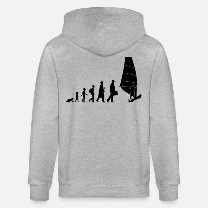 Entwicklung des Windsurfens - Stanley/Stella Unisex Bio-Kapuzenjacke CULTIVATOR - Grau meliert