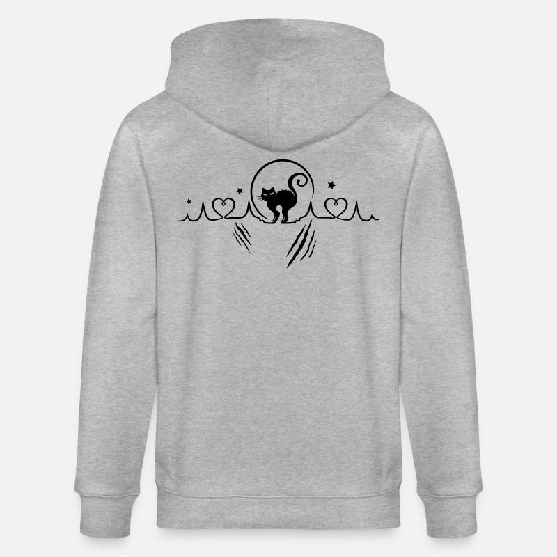 Katze Herzschlag Herzfrequenz Kratzer - Stanley/Stella Unisex Bio-Kapuzenjacke CULTIVATOR  - Grau meliert