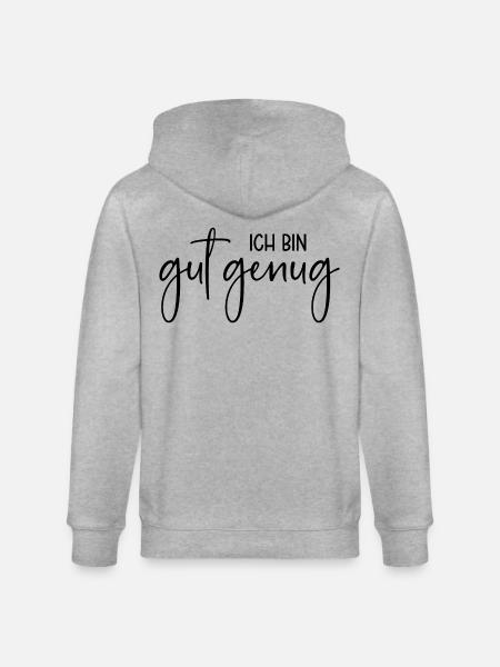 Ich bin gut genug - Stanley/Stella Unisex Bio-Kapuzenjacke CULTIVATOR - Grau meliert