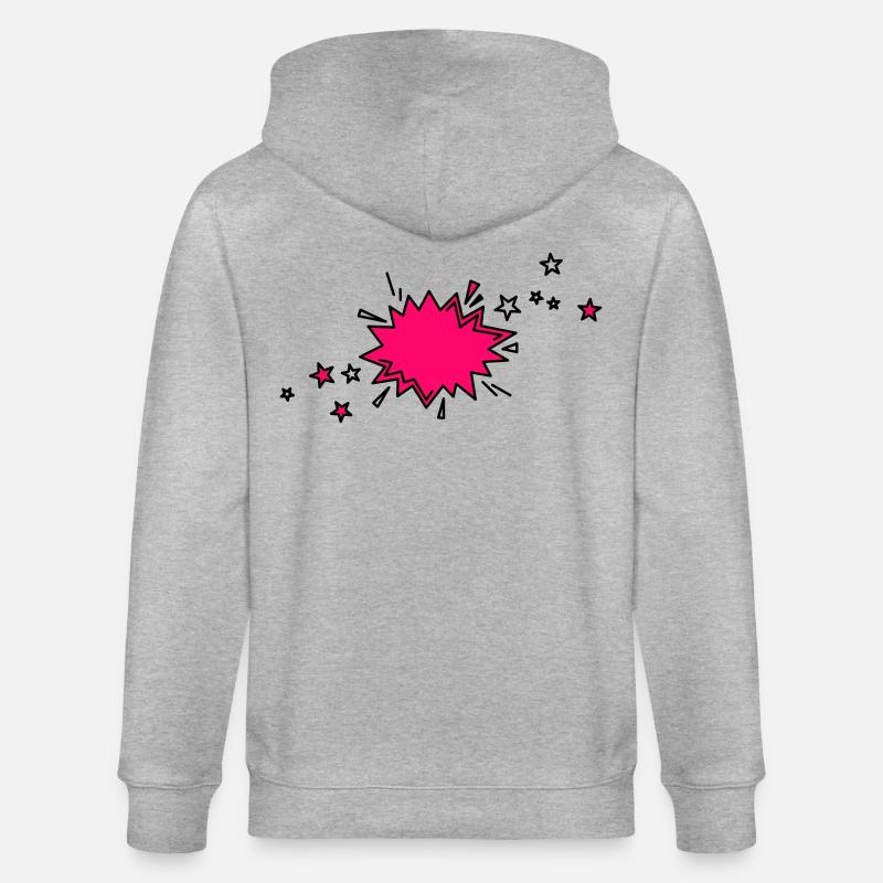 Comic Element in schwarz und pink - Stanley/Stella Unisex Bio-Kapuzenjacke CULTIVATOR  - Grau meliert