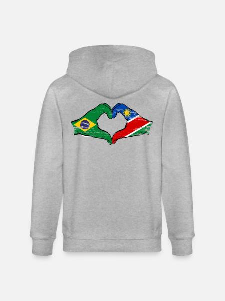 Brazil Namibia Flag Hands Heart Shape - Stanley/Stella CULTIVATOR  Unisex Organic Hooded Jacket - heather grey