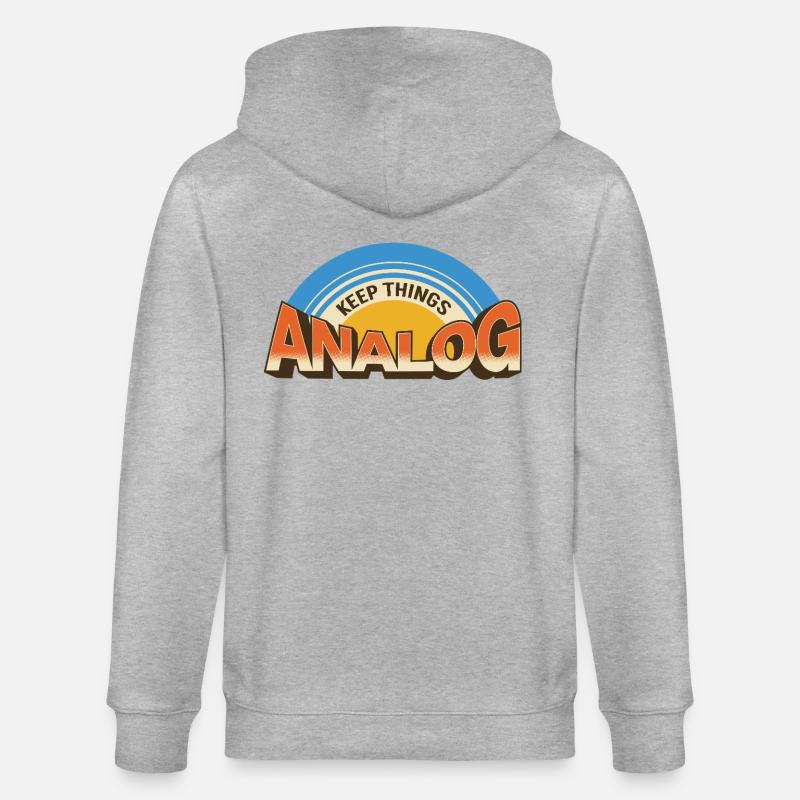 Keep Things Analog – Retro Tech Statement - Stanley/Stella CULTIVATOR  Unisex Organic Hooded Jacket - heather grey