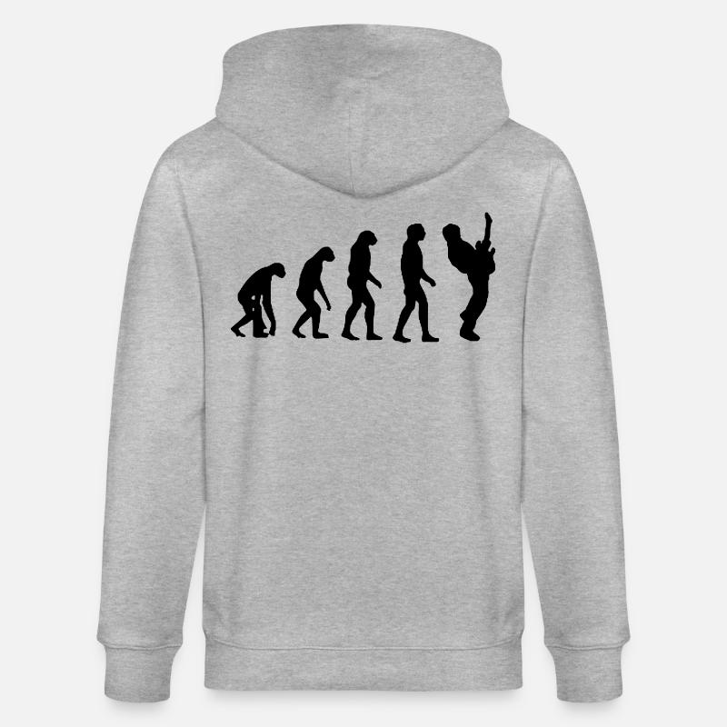 Evolution du guitariste, guitariste, musicien # - Veste à capuche bio CULTIVATOR Stanley/Stella Unisexe - gris chiné