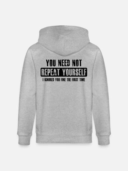 you need not repeat yourself - Stanley/Stella CULTIVATOR Unisex Organic Hooded Jacket - heather grey