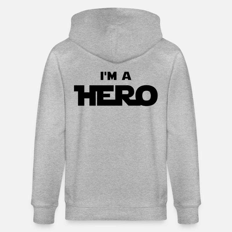 Ich bin ein Held (schwarz) - Stanley/Stella Unisex Bio-Kapuzenjacke CULTIVATOR  - Grau meliert