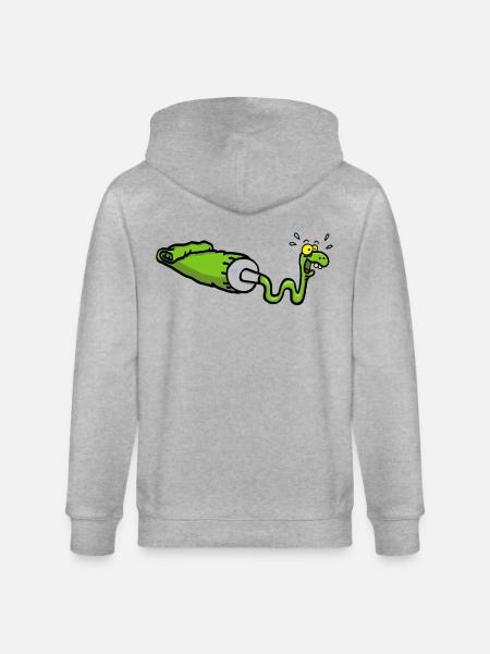 Green snake and gouache tube - Stanley/Stella CULTIVATOR Unisex Organic Hooded Jacket - heather grey