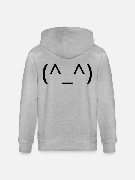Happy Emoticon (^_^) Smile Classic - Stanley/Stella CULTIVATOR  Unisex Organic Hooded Jacket - heather grey