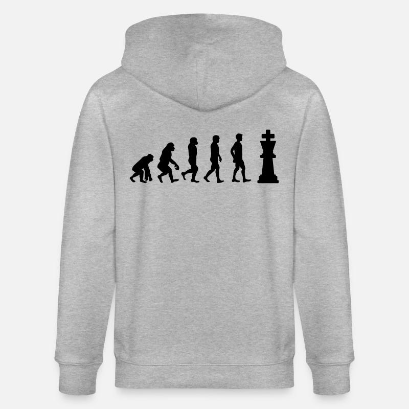 Evolution du jeu d’échecs - Veste à capuche bio CULTIVATOR Stanley/Stella Unisexe - gris chiné