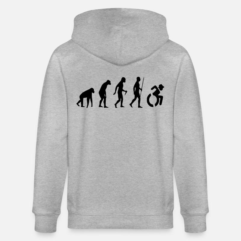 Evolution Rollstuhl. Die Rollstuhl-Evolution * - Stanley/Stella Unisex Bio-Kapuzenjacke CULTIVATOR  - Grau meliert