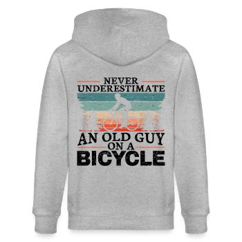 Never Underestimate An Old Man On A Bicycle Men - Veste à capuche bio CULTIVATOR Stanley/Stella Unisexe - gris chiné - Dos - Luana (180cm)