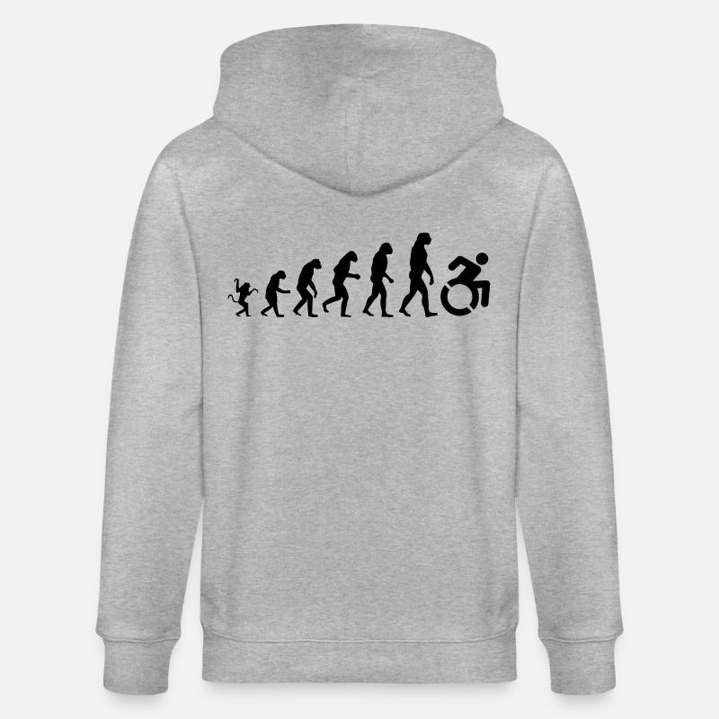 Evolution des Rollstuhls * - Stanley/Stella Unisex Bio-Kapuzenjacke CULTIVATOR  - Grau meliert