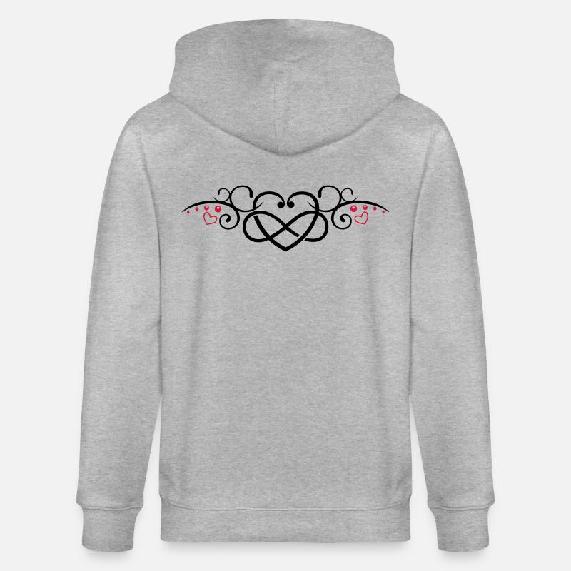 Herz mit Unendlichkeitschleife, infinity - Stanley/Stella Unisex Bio-Kapuzenjacke CULTIVATOR  - Grau meliert