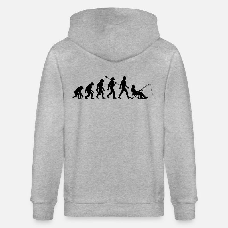 Evolution - Pêche, Cadeau de pêcheur - Veste à capuche bio CULTIVATOR Stanley/Stella Unisexe - gris chiné