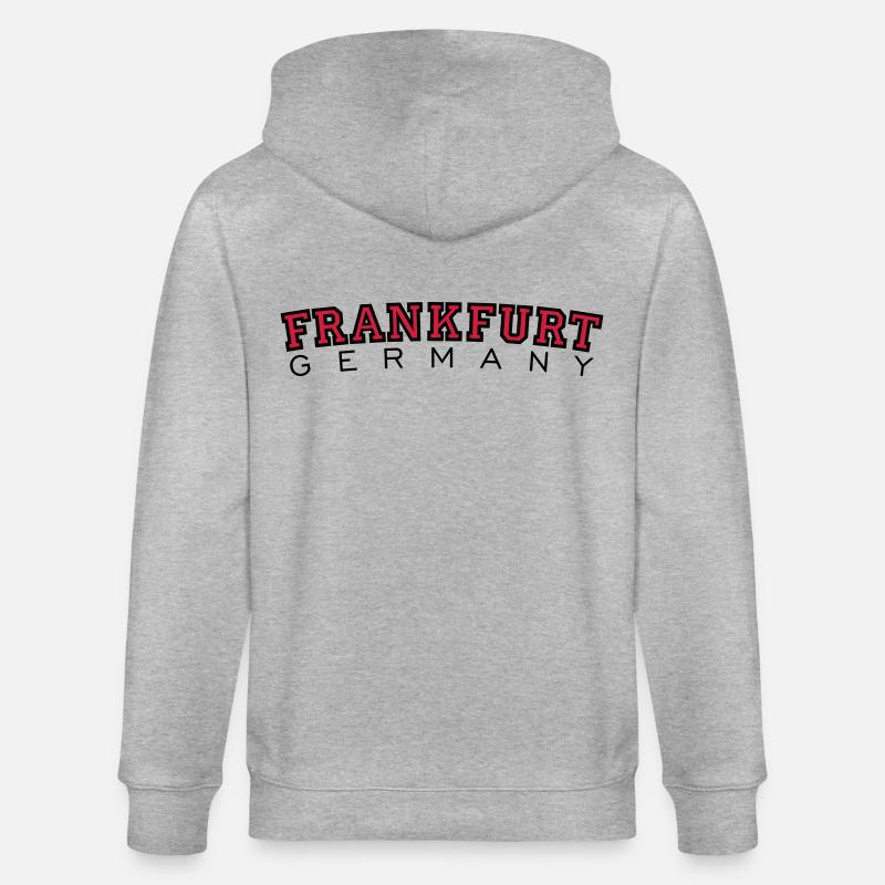 Frankfurt Germany (Rot) - Stanley/Stella Unisex Bio-Kapuzenjacke CULTIVATOR - Grau meliert