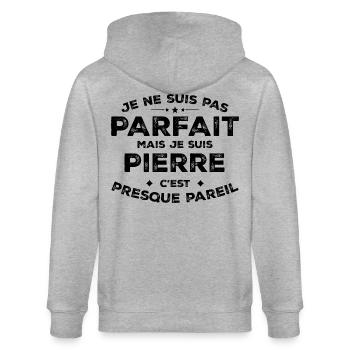 Pierre Un Prénom, Une Attitude L’Humour Pierre - Veste à capuche bio CULTIVATOR Stanley/Stella Unisexe - gris chiné - Dos - Luana (180cm)