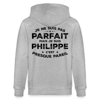 Philippe Ein Vorname, eine Haltung Humor Philippe - Stanley/Stella Unisex Bio-Kapuzenjacke CULTIVATOR  - Grau meliert - Hinten - Luana (180cm)