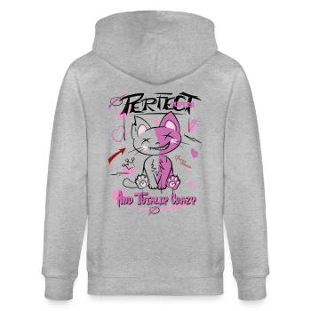 Chat, Parfait Et Fou, Graffiti - Veste à capuche bio CULTIVATOR Stanley/Stella Unisexe - gris chiné - Dos - Luana (180cm)