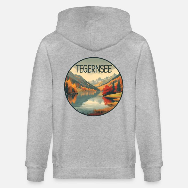 Tegernsee retro bergsee - Veste à capuche bio CULTIVATOR Stanley/Stella Unisexe - gris chiné