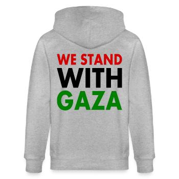 We stand with palestine - Veste à capuche bio CULTIVATOR Stanley/Stella Unisexe - gris chiné - Dos - Luana (180cm)