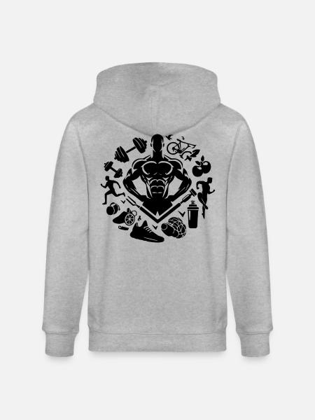 Bodybuilder - Stanley/Stella Unisex Bio-Kapuzenjacke CULTIVATOR  - Grau meliert