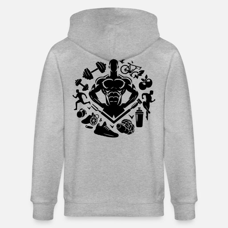 Bodybuilder - Stanley/Stella Unisex Bio-Kapuzenjacke CULTIVATOR  - Grau meliert