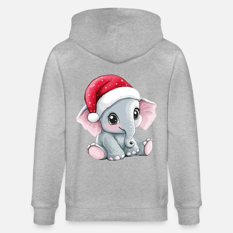 éléphant Noël mignon Noël mignon - Veste à capuche bio CULTIVATOR Stanley/Stella Unisexe - gris chiné