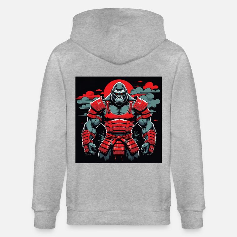 Primal Ronin – Der Samurai-Gorilla - Stanley/Stella Unisex Bio-Kapuzenjacke CULTIVATOR  - Grau meliert