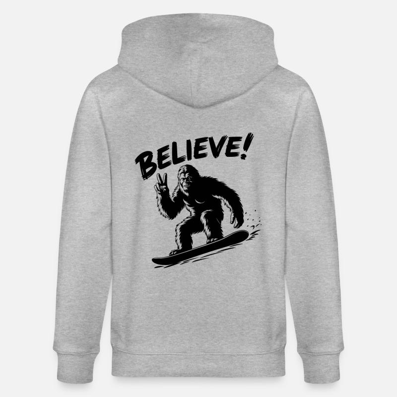 Sasquatch Bigfoot Snowboard Snowboarder - Veste à capuche bio CULTIVATOR Stanley/Stella Unisexe - gris chiné
