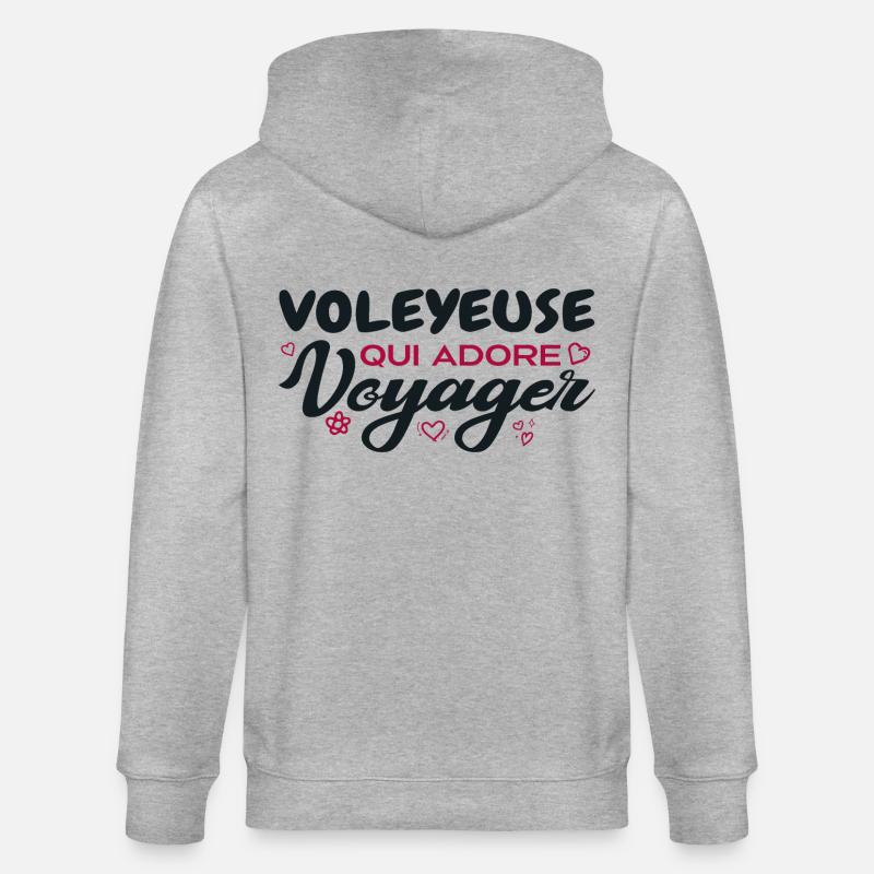 Voleyeuse globe-trotteuse passionnée de voyages - Veste à capuche bio CULTIVATOR Stanley/Stella Unisexe - gris chiné