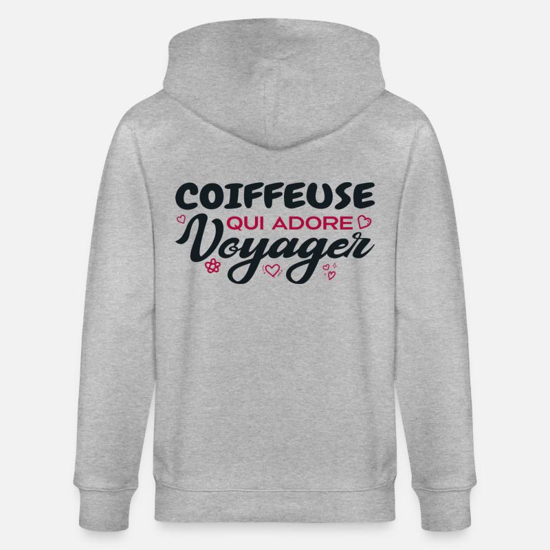 Coiffeuse globe-trotteuse passionnée de voyages - Veste à capuche bio CULTIVATOR Stanley/Stella Unisexe - gris chiné