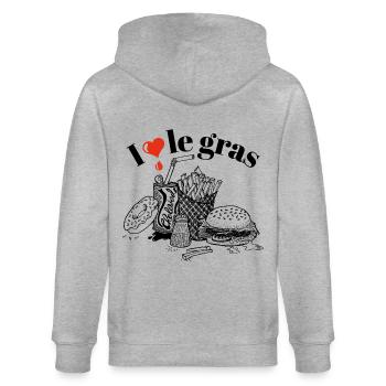 I love le gras - Veste à capuche bio CULTIVATOR Stanley/Stella Unisexe - gris chiné - Dos - Luana (180cm)
