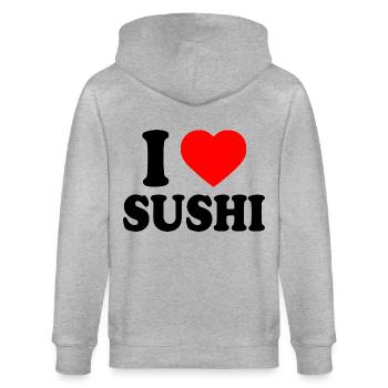 I love sushi - Stanley/Stella Unisex Bio-Kapuzenjacke CULTIVATOR  - Grau meliert - Hinten - Luana (180cm)