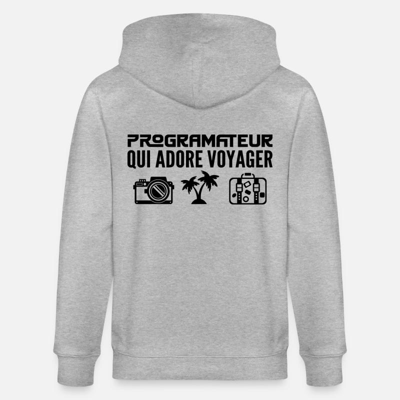 Voyageurs & Programateurs : Passion & Découverte - Veste à capuche bio CULTIVATOR Stanley/Stella Unisexe - gris chiné