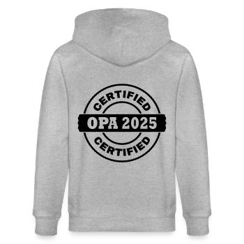 Opa 2025 - Stanley/Stella Unisex Bio-Kapuzenjacke CULTIVATOR  - Grau meliert - Hinten - Luana (180cm)