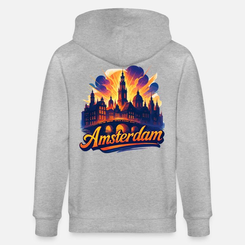 Amsterdam Capitale Pays-Bas Pays-Bas Cadeau - Veste à capuche bio CULTIVATOR Stanley/Stella Unisexe - gris chiné
