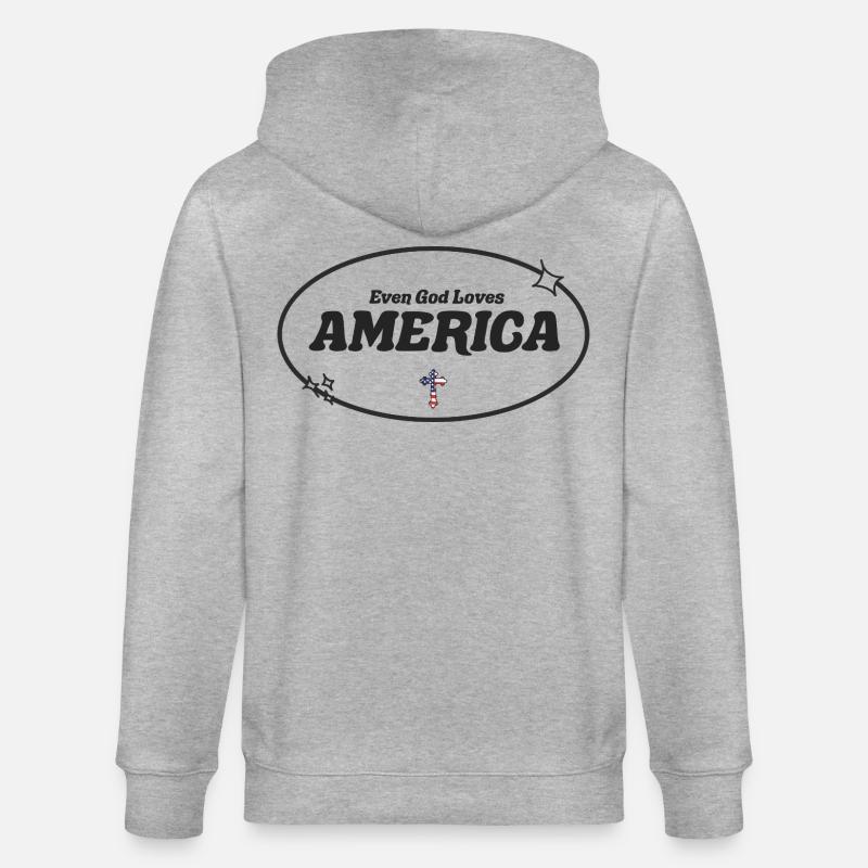 Even God Worships America - Stanley/Stella CULTIVATOR  Unisex Organic Hooded Jacket - heather grey