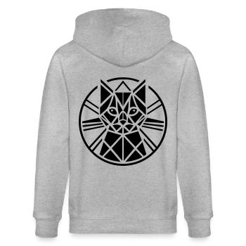 Cat Artifact Motif Abstract - Stanley/Stella CULTIVATOR  Unisex Organic Hooded Jacket - heather grey - Back - Luana (180cm)