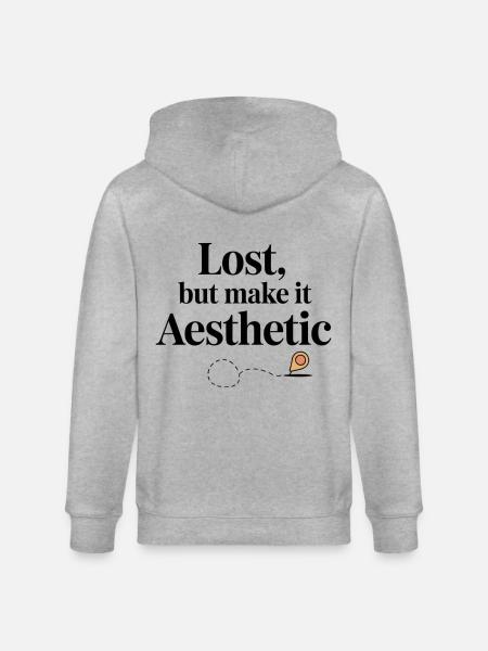 Lost But Aesthetic GIS Map Pin Design - Stanley/Stella CULTIVATOR Unisex Organic Hooded Jacket - heather grey