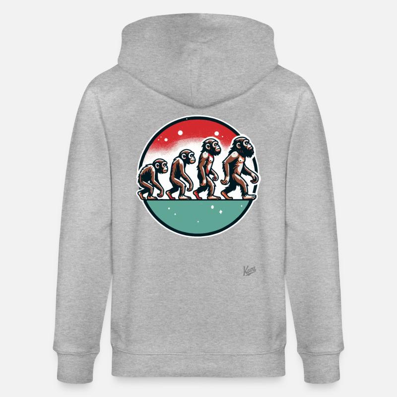 Evolution des Affen - Stanley/Stella Unisex Bio-Kapuzenjacke CULTIVATOR  - Grau meliert