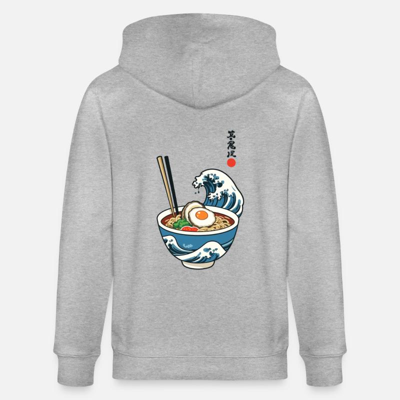 Ramen Ukiyo-e Esthétique Japonaise Rétro - Veste à capuche bio CULTIVATOR Stanley/Stella Unisexe - gris chiné