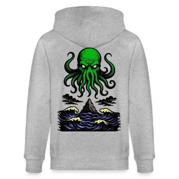 Cthulhu Rétro 2 - Veste à capuche bio CULTIVATOR Stanley/Stella Unisexe - gris chiné - Dos - Luana (180cm)