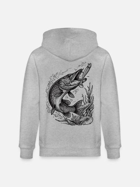Pike on a softbait | Classic Collection - Stanley/Stella CULTIVATOR Unisex Organic Hooded Jacket - heather grey