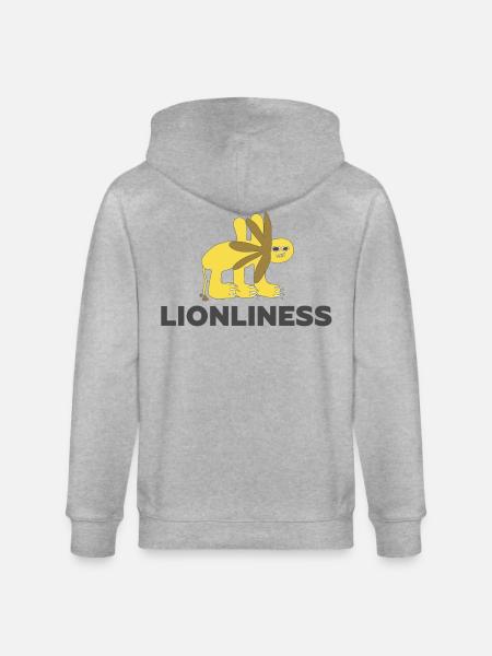 LIONLINESS - Lion Only Outsider Art - Stanley/Stella CULTIVATOR Unisex Organic Hooded Jacket - heather grey