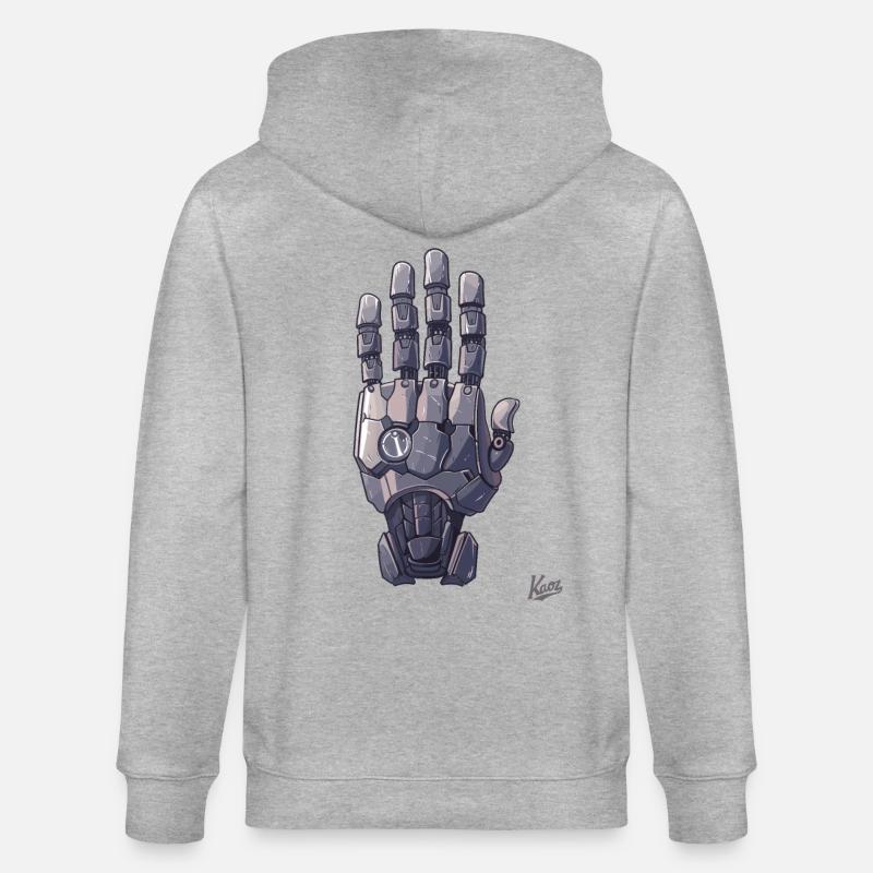 Roboter- oder Cyborg-Hand - Stanley/Stella Unisex Bio-Kapuzenjacke CULTIVATOR  - Grau meliert