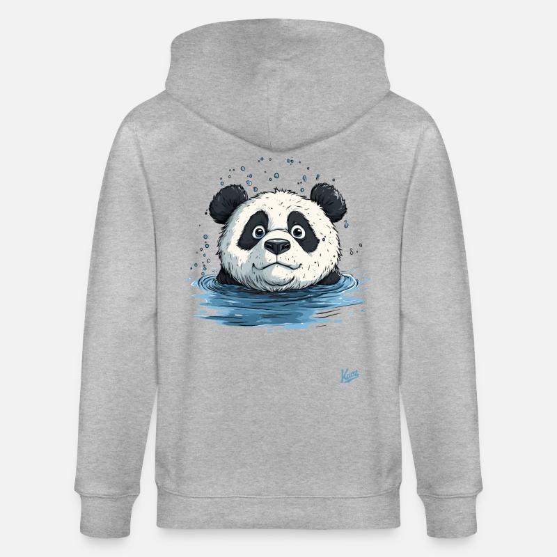 Petit panda dans l’eau - Veste à capuche bio CULTIVATOR Stanley/Stella Unisexe - gris chiné