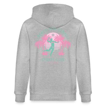 Beach Volleyball - Pink - Stanley/Stella Unisex Bio-Kapuzenjacke CULTIVATOR  - Grau meliert - Hinten - Luana (180cm)