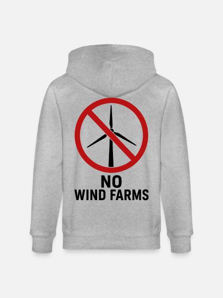 Niente parchi eolici - No alle turbine eoliche - Felpa con cappuccio ecologica unisex CULTIVATOR di Stanley/Stella - grigio melange
